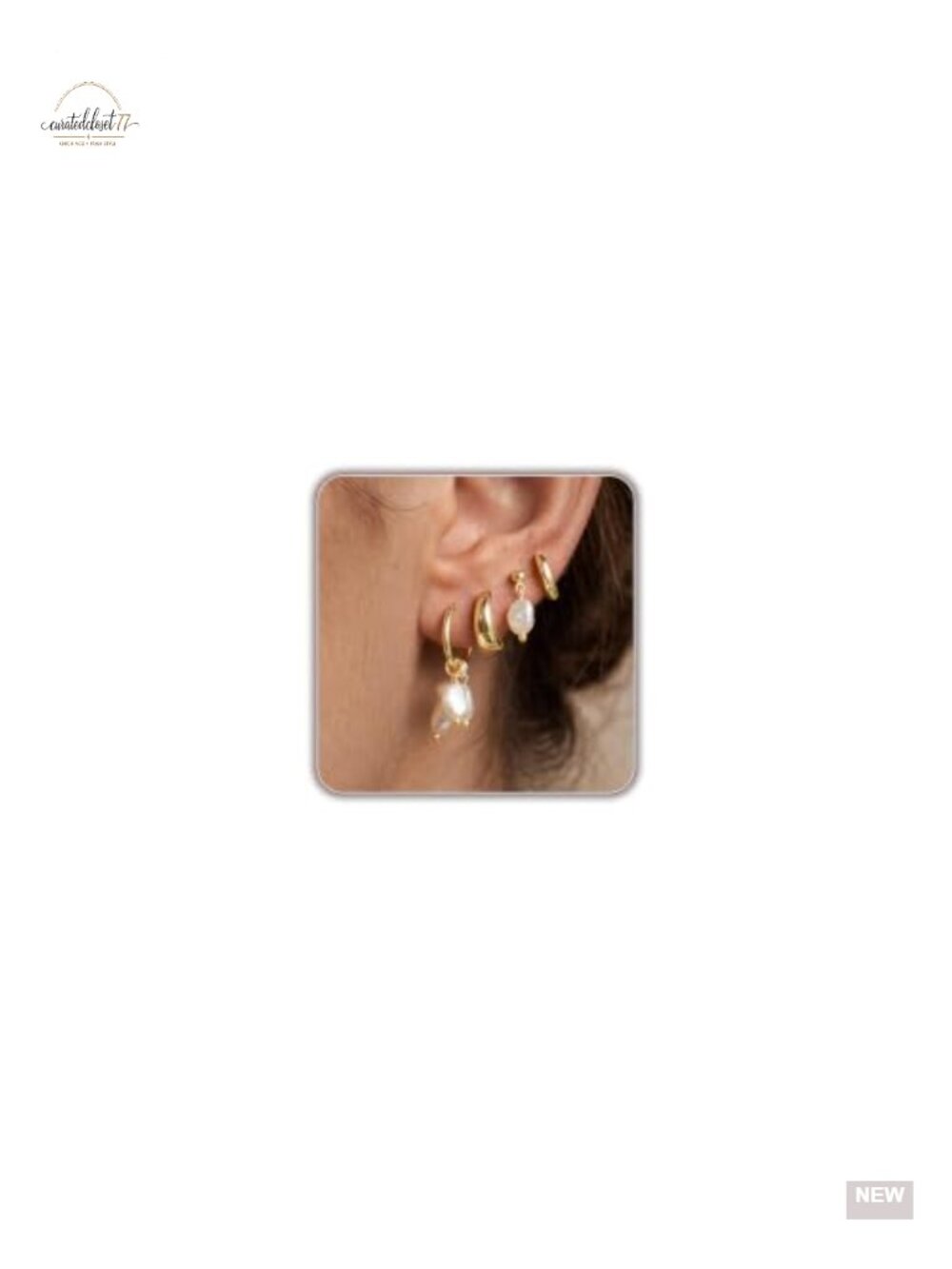 14K Gold Plated Hoop Earrings Set for Women Dainty CZ Pearl Huggie